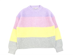 Kids ONLY viola/strawberry moon/pineapple slice/light grey melange striped pullover sweater
